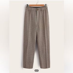 SHEIN Houndstooth Print Straight Leg Pants
